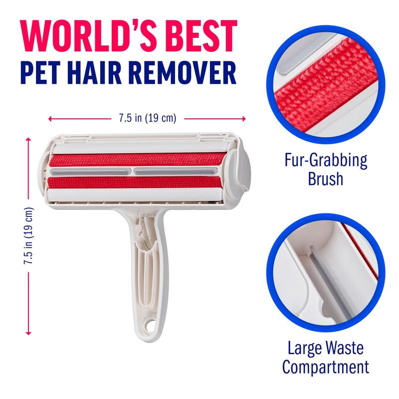 Reusable Pet Hair Remover - Portable Manual Lint Roller for Dogs and Cats, Removes Hair from Furniture, Sofa, Carpet, Car Seat, Dog Beds, and Bedding