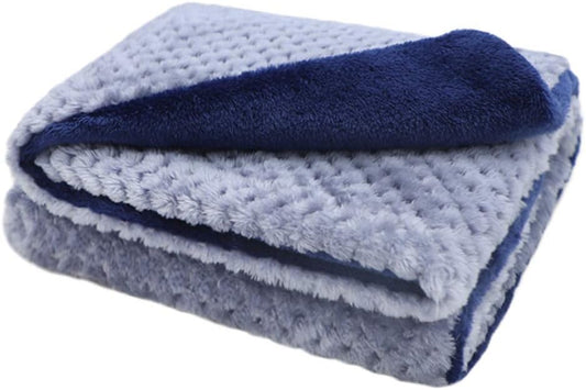 Premium Fluffy Fleece Dog Blanket Soft and Warm Reversible Flannel Pet Blanket for Dogs 24X32Inch Washable Indoor Cats Blankets for Cozy Comfy Nap(Blue)